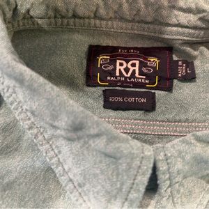 RRL green denim work shirt